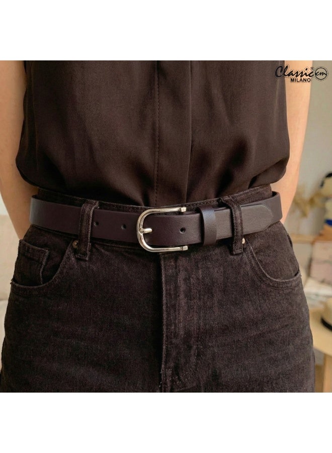 كلاسيك ميلانو حزام نسائي من كلاسيك ميلانو | حزام سيدات من الجلد الصناعي للفساتين والجينز | حزام قابل للتعديل للنساء مع إبزيم أنيق - Image 2